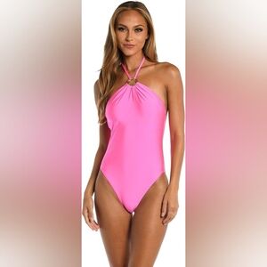 Sunshine 79 Women's High Neck One Piece Swimsuit In Electric Pink Sz 12
